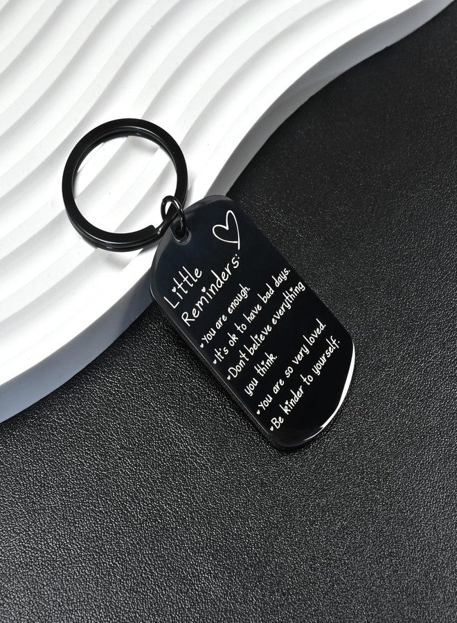 OUMILAN Little Reminders Keychain Inspiration Gifts for Women Men Affirmation Uplifting Mental Health You Are Enough Keyring (Black) - Image 3